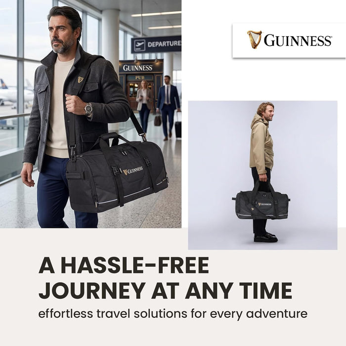 Guinness Sports & Travel Holdall 59cm – Black Duffel Bag with Shoulder Strap