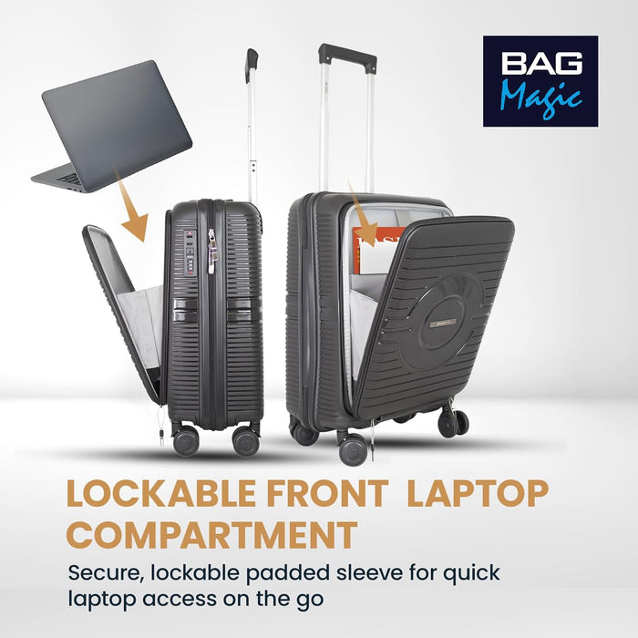 Bordlite® PP Cabin Suitcase - Lightweight Case with Lockable Front Laptop Compartment