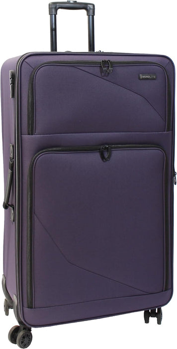 Bordlite Lightweight 4 Wheel Purple Suitcase Soft Luggage Travel Cabin Bag, Easy Roll Suitcase - Purple