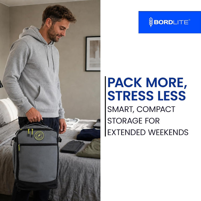 Bordlite Ryanair Cabin Bag 40x25x20cm Underseat Wheeled Travel Bag, Lightweight 20L Hand Luggage with Telescopic Handle, Smooth Wheels, Compression Straps, Side Pocket & Luggage Strap