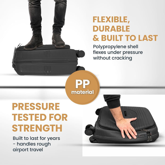 Bordlite® PP Cabin Suitcase - Lightweight Case with Lockable Front Laptop Compartment