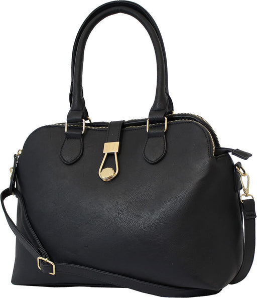 Nicole Brown - Faux Leather Designer Style Handbag | Top Handle Adjustable Removable Strap | 16L