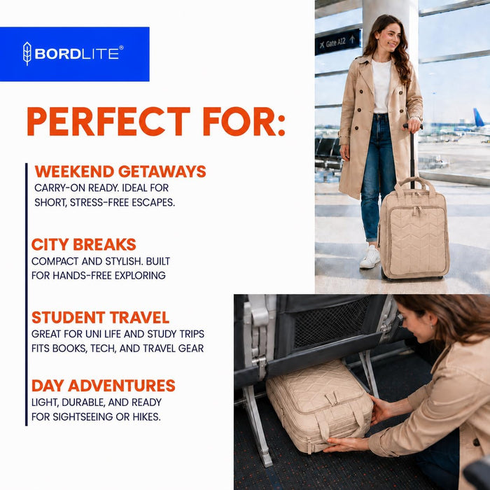 Bordlite EasyJet Underseat Cabin Bag 45x36x20cm - Wheeled Travel Holdall with Trolley Handle - Lightweight Polyester Soft Shell Carry On Luggage