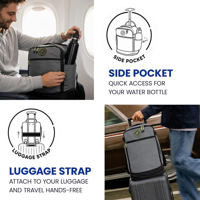 Bordlite Ryanair Cabin Bag 40x25x20cm Underseat Wheeled Travel Bag, Lightweight 20L Hand Luggage with Telescopic Handle, Smooth Wheels, Compression Straps, Side Pocket & Luggage Strap