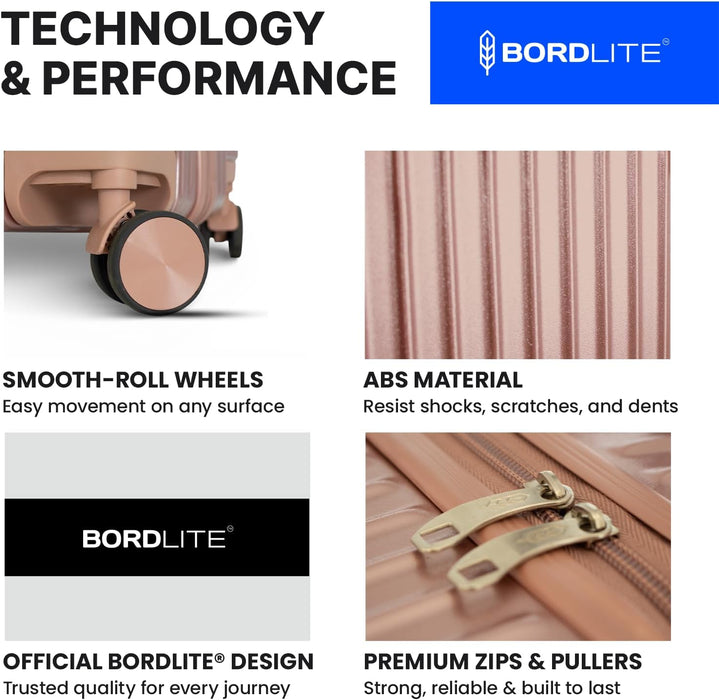 Bordlite Premium ABS Suitcases – Lightweight, Durable & Effortless 360° Spinner Wheels