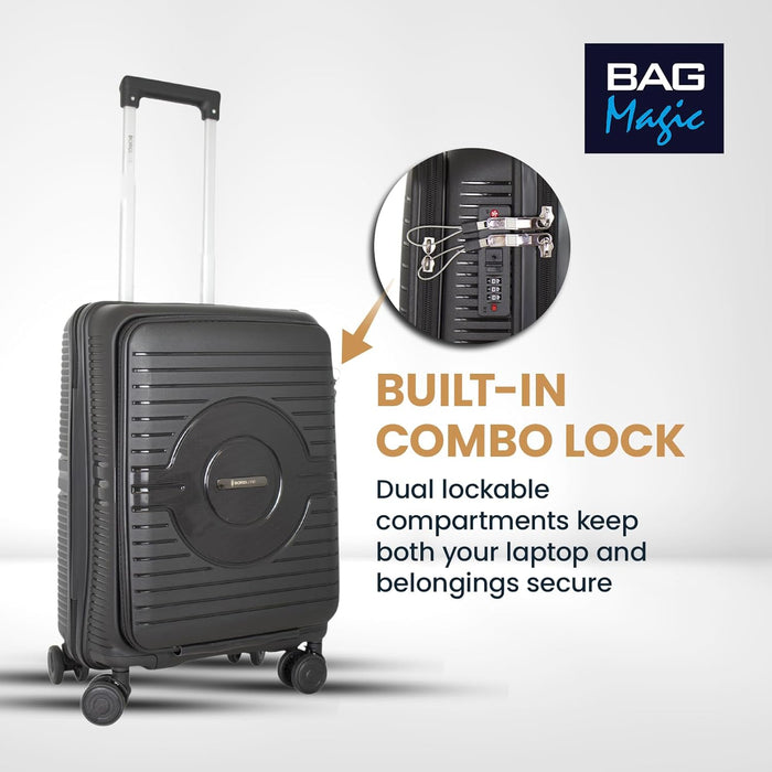 Bordlite® PP Cabin Suitcase - Lightweight Case with Lockable Front Laptop Compartment