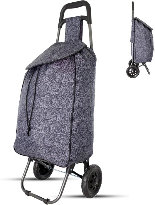 Lightweight 2 Wheel Shopping Trolley Cart 35L - Water-Resistant Bag & Smooth Rolling Wheels - 94cm