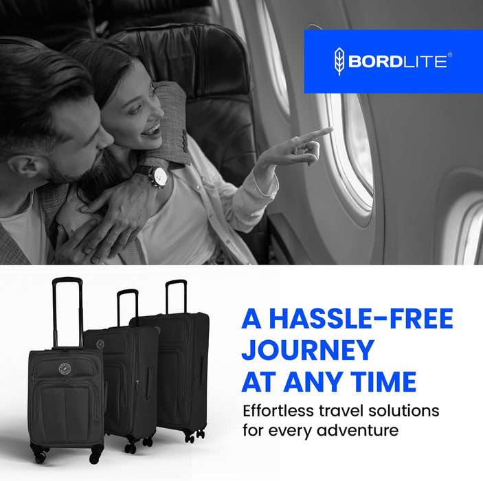 Bordlite Lightweight Expandable Suitcase - Soft Shell Travel Case with 360° Spinner Wheels