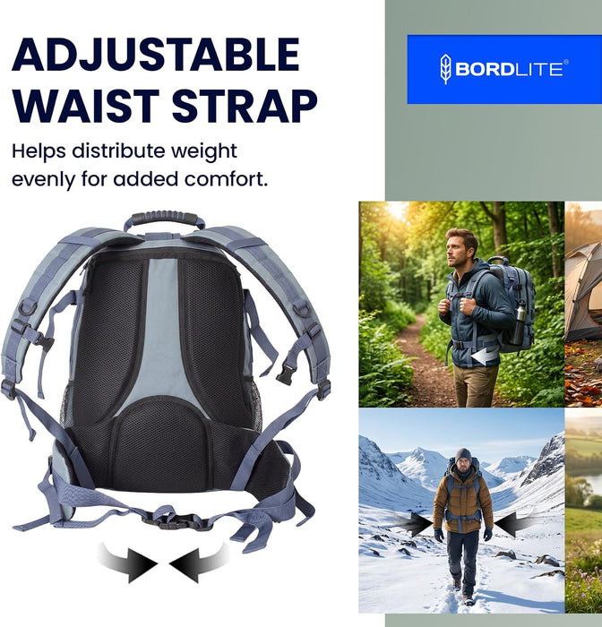 Bordlite 25L Military Tactical Backpack, Heavy Duty MOLLE Rucksack with Padded Shoulder Straps, Waist Belt, Multiple Compartments for Hiking, Camping, Travel, Gym & Work