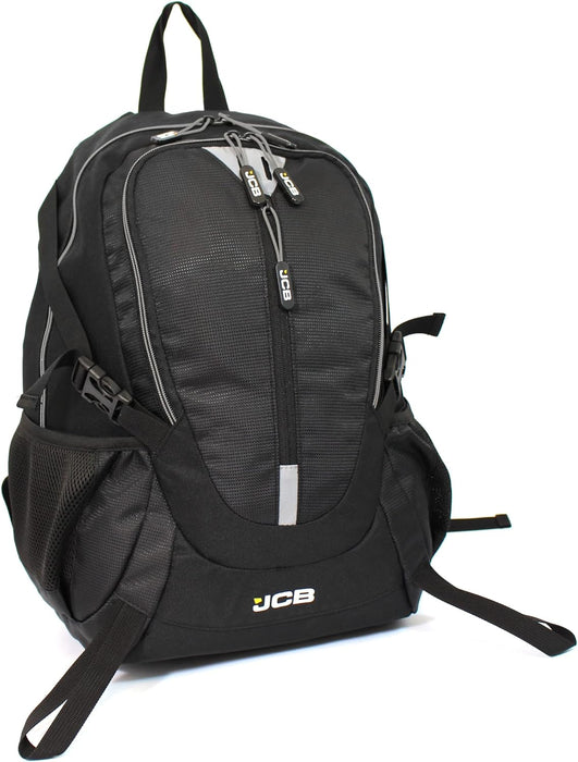 JCB Backpack Black Travel Bag - Rucksack Work Bag, Great for Under Seat Bag for Travel, Multi Pocket Casual Backpacks, Adjustable Straps