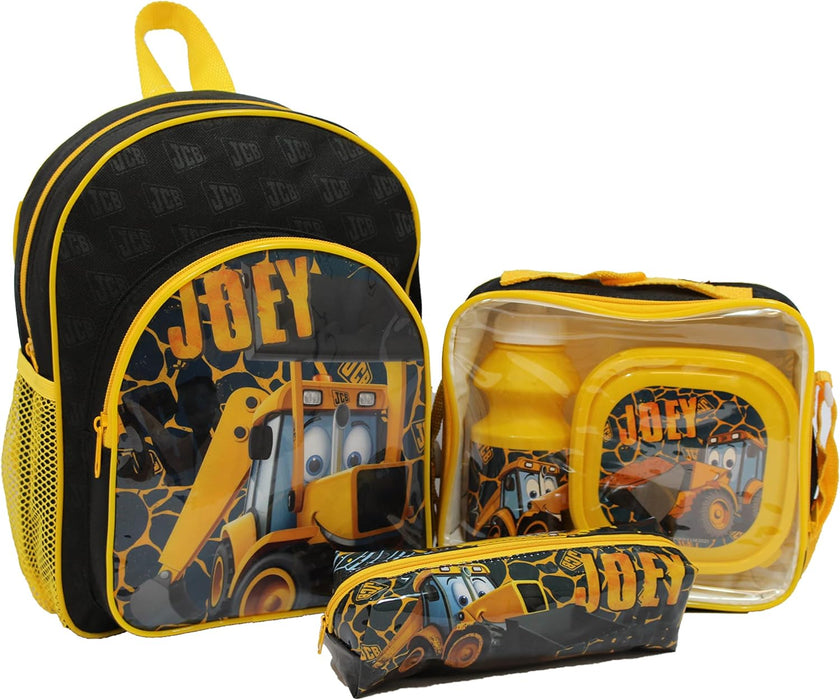 JCB - Kids School Backpack Set - Back to School Set of 3 Lunch Box Pencil Case Rucksack Backpack - Joey Children’s Bag