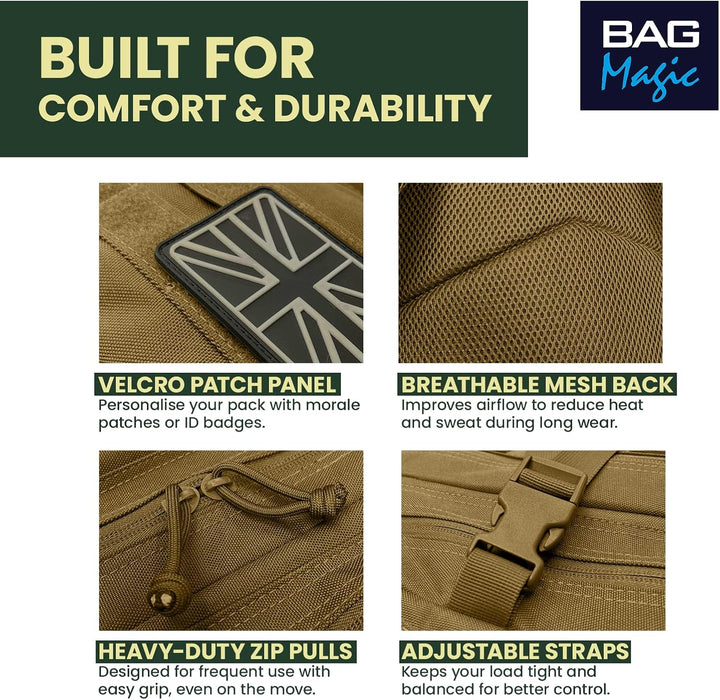 21L Military Tactical Backpack – Durable MOLLE Rucksack with Multi-Pocket Storage