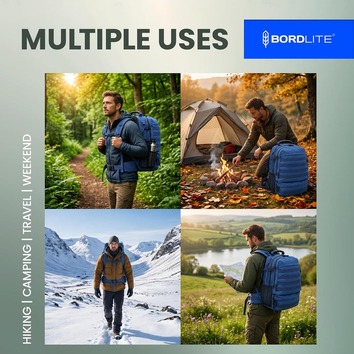 Bordlite 25L Military Tactical Backpack, Heavy Duty MOLLE Rucksack with Padded Shoulder Straps, Waist Belt, Multiple Compartments for Hiking, Camping, Travel, Gym & Work