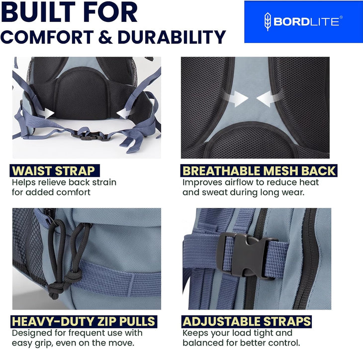 Bordlite 25L Military Tactical Backpack, Heavy Duty MOLLE Rucksack with Padded Shoulder Straps, Waist Belt, Multiple Compartments for Hiking, Camping, Travel, Gym & Work