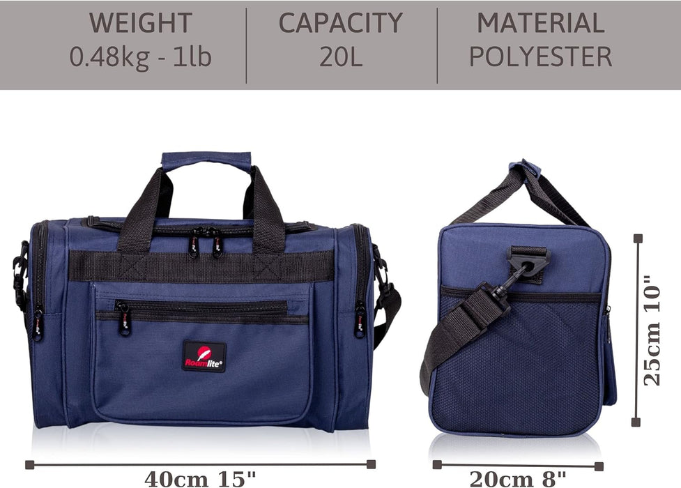 Roamlite RyanAir Cabin Approved Travel Holdalls - 40x20x25cm - Grey, Black, Navy Blue