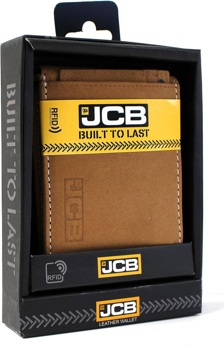 JCB - Mens Genuine Leather Wallet | Bi Fold Wallets Removable Card Holder Gift Box