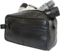 JCB - Black Genuine Leather Travel Wash Bag - Zipped Travel Bags for Men - Travel Accessories