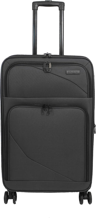 Bordlite Lightweight 4 Wheel Black Suitcase, Soft Luggage Travel Cabin Bag, Easy Roll Suitcase - Black