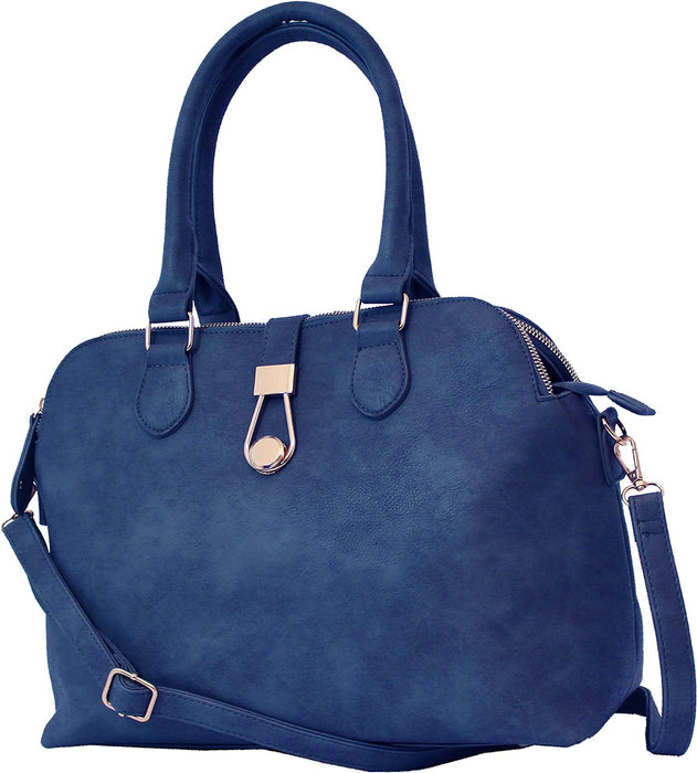 Nicole Brown - Faux Leather Designer Style Handbag | Top Handle Adjustable Removable Strap | 16L