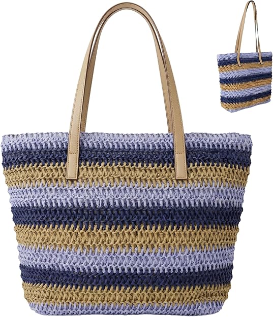 Nicole Brown Women's Straw Tote Bag - Woven Summer Beach Bag with Zip Closure & Interior Pocket, Lightweight Holiday Shoulder Shopper for Travel, Shopping & Beach Days