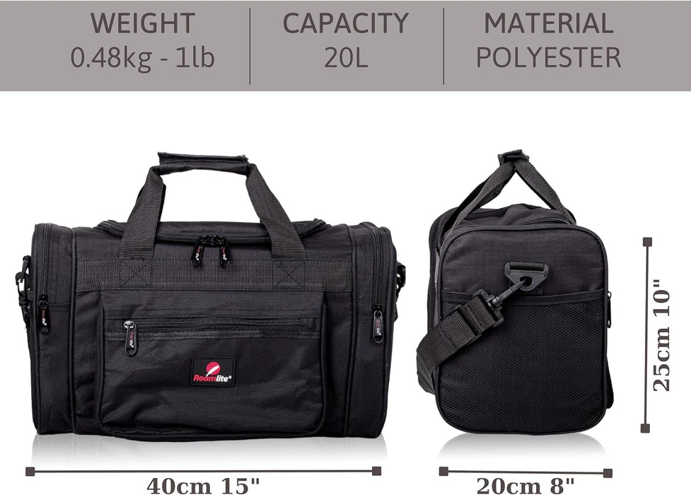 Roamlite RyanAir Cabin Approved Travel Holdalls - 40x20x25cm - Grey, Black, Navy Blue