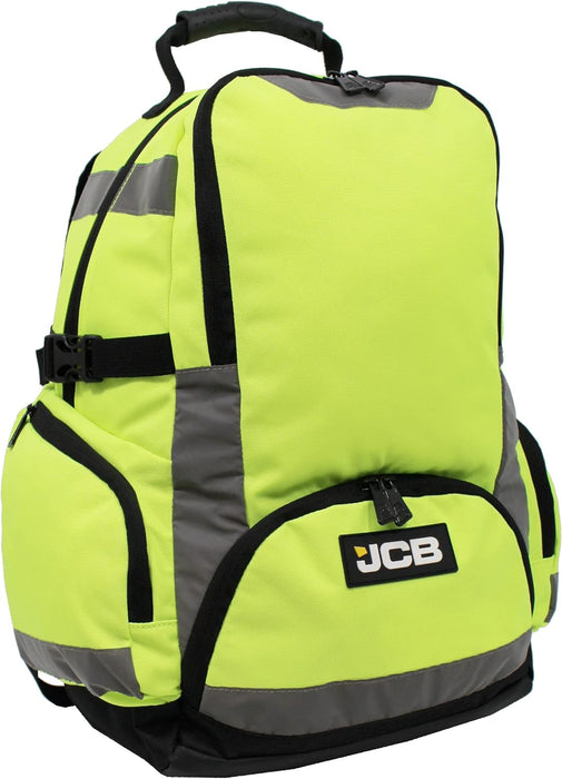 JCB - Hi Viz Backpack, High Visibility Safety Rucksack, Work Rucksack, Reflective Bag for Cycling Walks, Sports, Gym, School