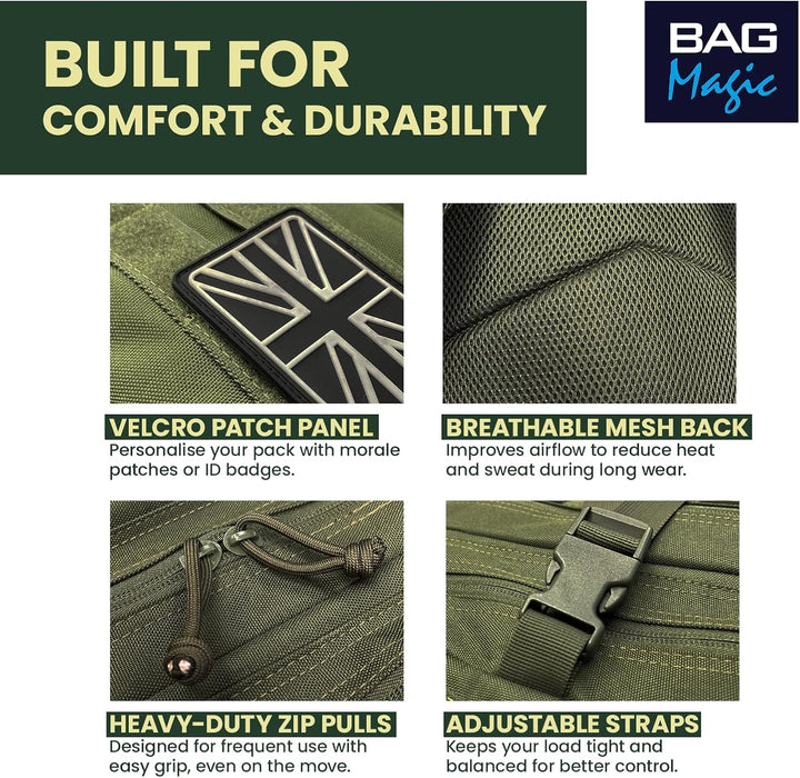 21L Military Tactical Backpack – Durable MOLLE Rucksack with Multi-Pocket Storage