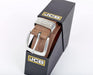 JCB - Casual Leather Belt - Designed with Zinc Alloy Buckle, Metal Keeper & Painted Edges - Leather Lined with PU Outer