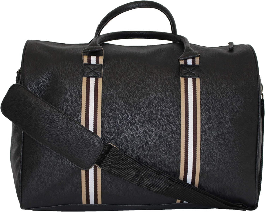 Borderline - Faux Leather Designer Style Holdall Weekend Bag-25L