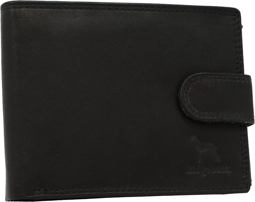 Ridgeback - Button Close Leather Wallet Card Holder Id Wallet | Genuine Leather Note Wallet