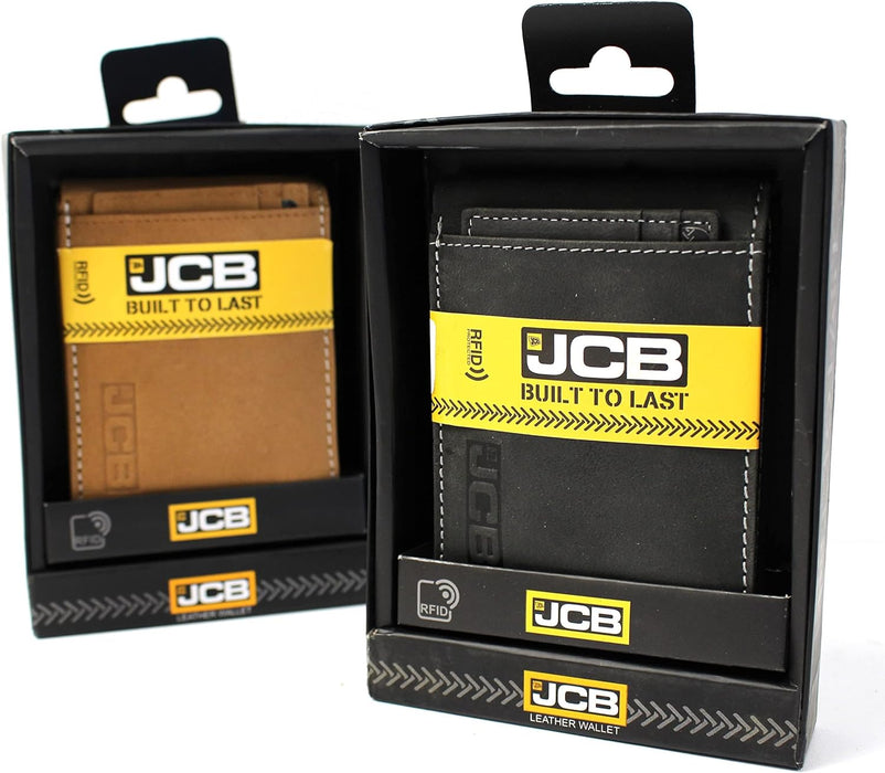 JCB - Mens Genuine Leather Wallet | Bi Fold Wallets Removable Card Holder Gift Box