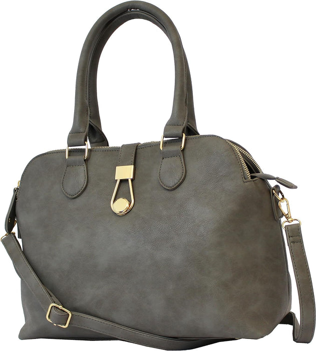 Nicole Brown - Faux Leather Designer Style Handbag | Top Handle Adjustable Removable Strap | 16L