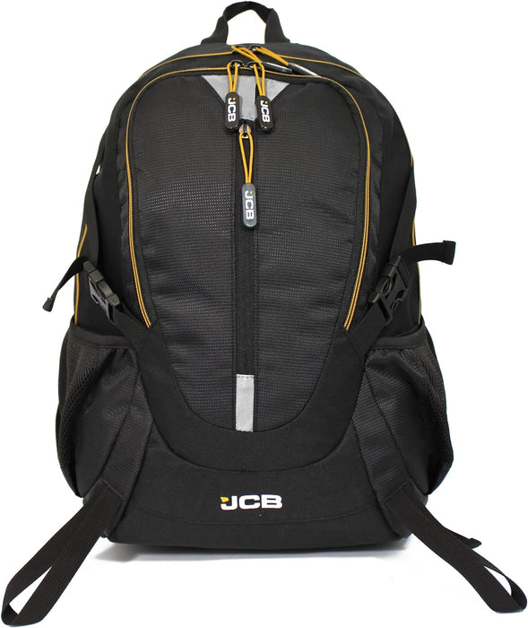 JCB Backpack Black Travel Bag - Rucksack Work Bag, Great for Under Seat Bag for Travel, Multi Pocket Casual Backpacks, Adjustable Straps