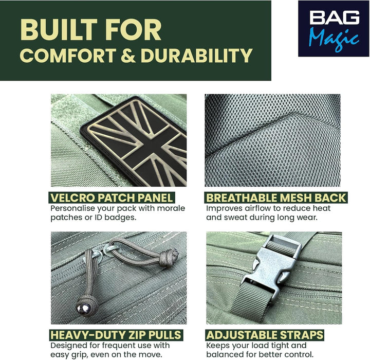 21L Military Tactical Backpack – Durable MOLLE Rucksack with Multi-Pocket Storage