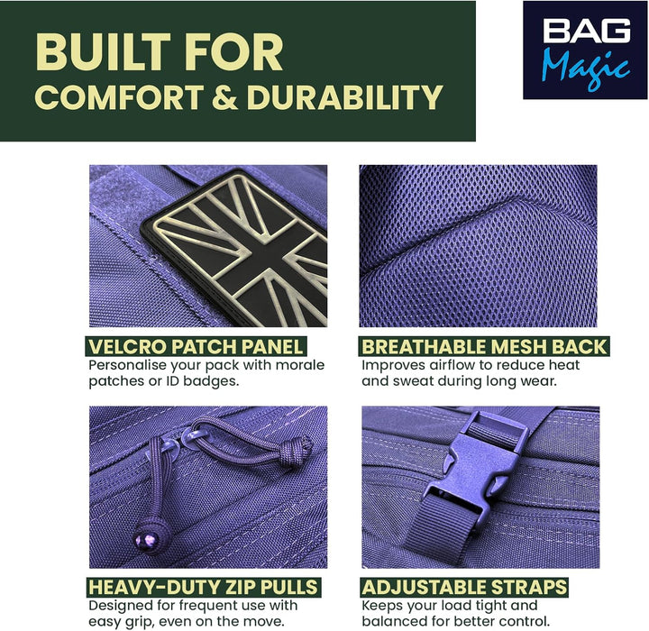 21L Military Tactical Backpack – Durable MOLLE Rucksack with Multi-Pocket Storage