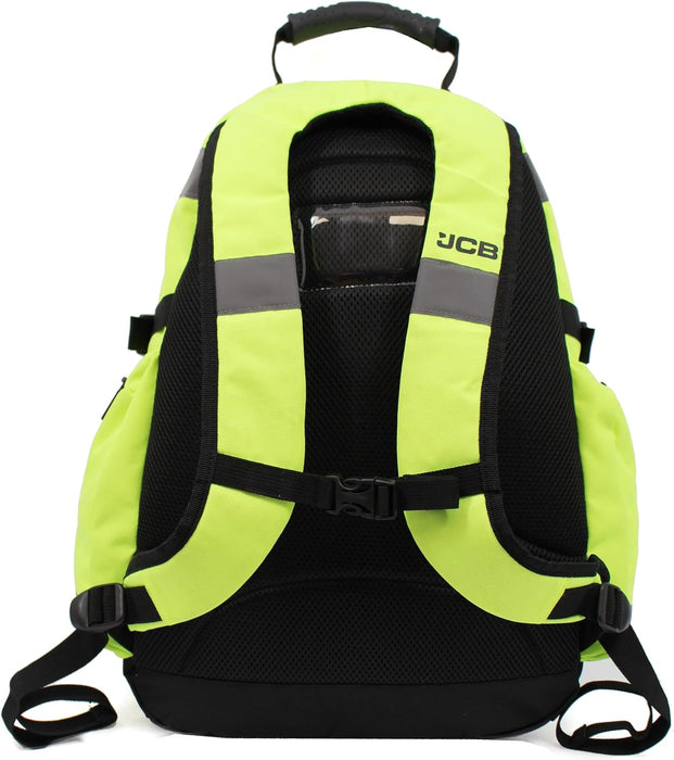 JCB - Hi Viz Backpack, High Visibility Safety Rucksack, Work Rucksack, Reflective Bag for Cycling Walks, Sports, Gym, School