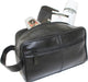 JCB - Black Genuine Leather Travel Wash Bag - Zipped Travel Bags for Men - Travel Accessories