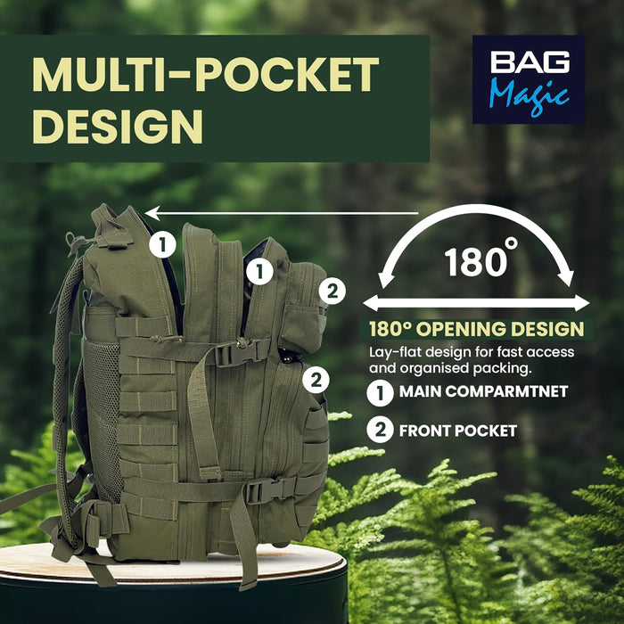 21L Military Tactical Backpack – Durable MOLLE Rucksack with Multi-Pocket Storage