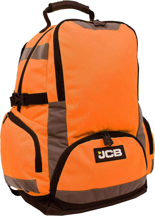 JCB - Hi Viz Backpack, High Visibility Safety Rucksack, Work Rucksack, Reflective Bag for Cycling Walks, Sports, Gym, School