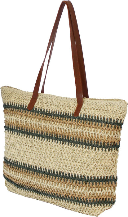 Nicole Brown - Summer Beach Bags Natural Fibres Lightweight Large Tote Holiday Bags - Shoulder Summer Bags Travel Bag