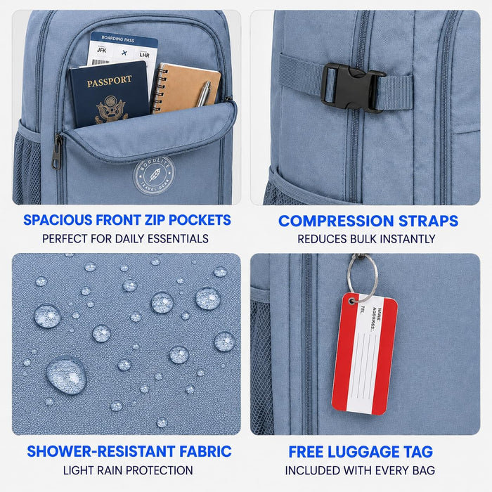 Bordlite Ryanair Cabin Bag 40x30x20cm Under Seat Travel Backpack + Free Luggage Tag