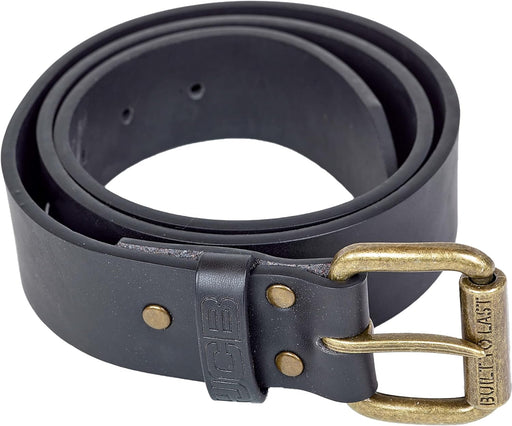 JCB - Mens Classic Genuine Leather Lined Belt - Genuine Brass Style Buckle Work Belts Gifts For Men Him