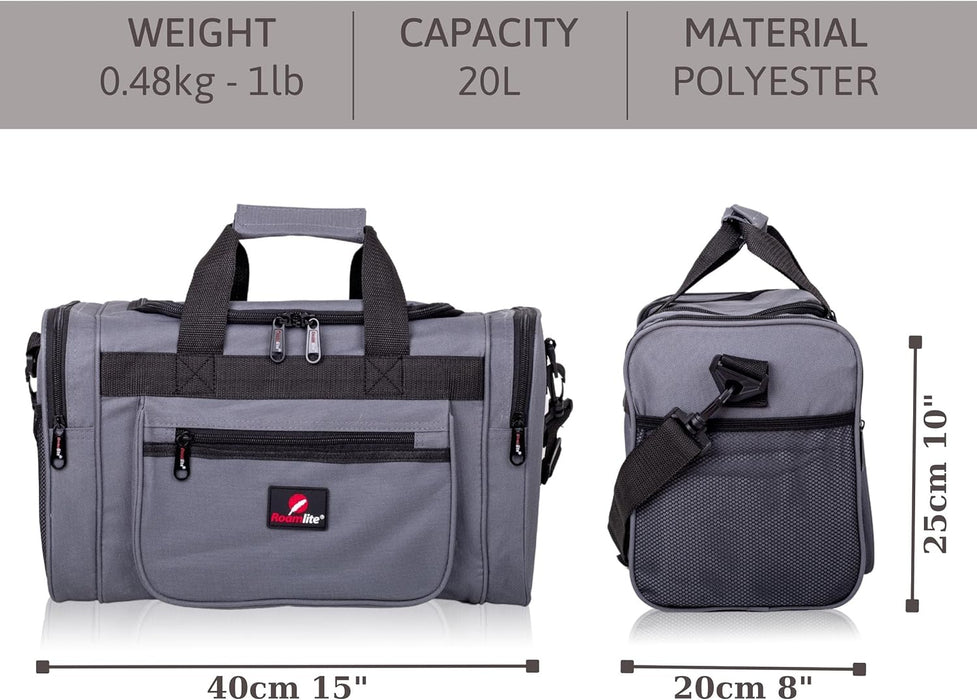 Roamlite RyanAir Cabin Approved Travel Holdalls - 40x20x25cm - Grey, Black, Navy Blue