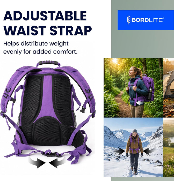 Bordlite 25L Military Tactical Backpack, Heavy Duty MOLLE Rucksack with Padded Shoulder Straps, Waist Belt, Multiple Compartments for Hiking, Camping, Travel, Gym & Work
