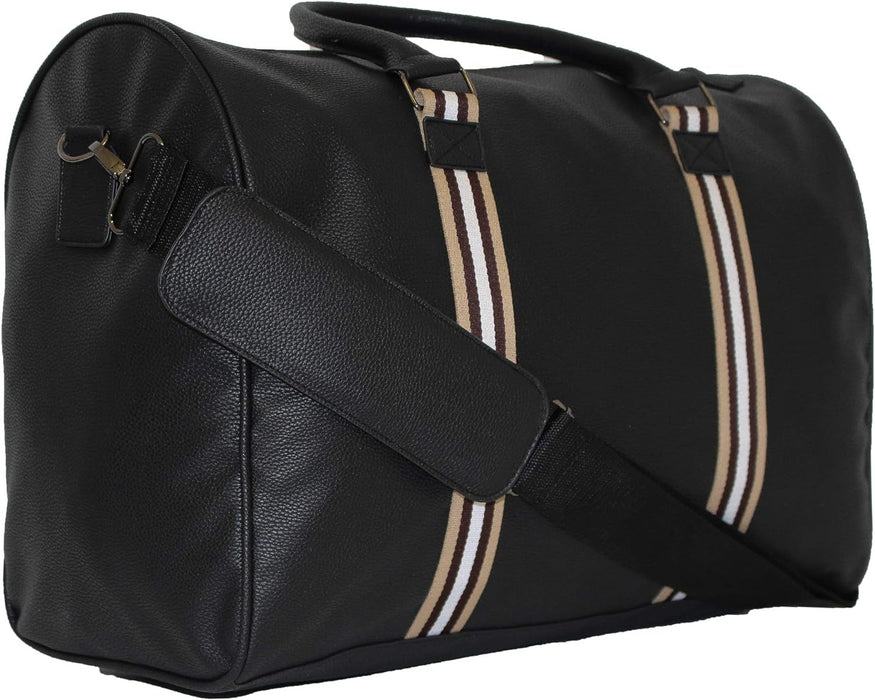 Borderline - Faux Leather Designer Style Holdall Weekend Bag-25L