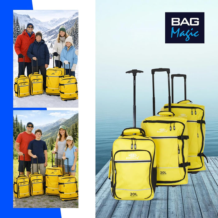 Bordlite® 3-Piece Wheeled Holdall Luggage Set – Underseat 16”, Cabin 20” & Check-in 24”