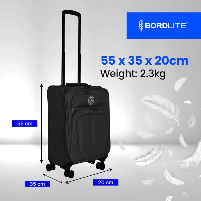 Bordlite Lightweight Expandable Suitcase - Soft Shell Travel Case with 360° Spinner Wheels