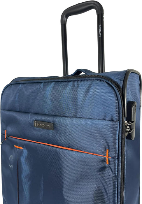 Bordlite Soft Sided Cabin Approved Hand Luggage Suitcase - Extendable Handle Dual Wheel Multi Pocket Travel Bag 52x35x20cm