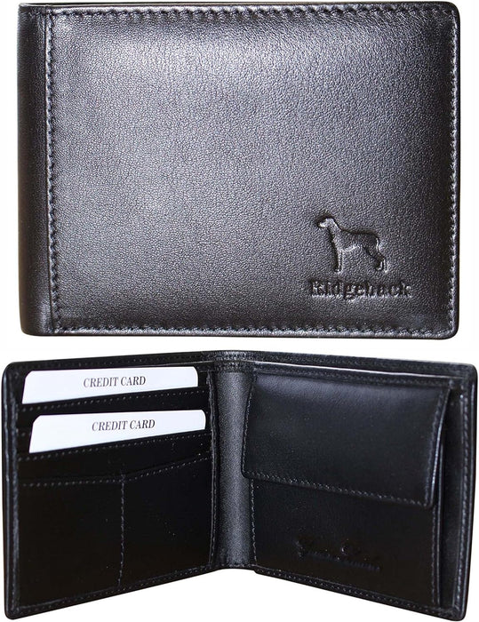 Ridgeback Genuine Leather Wallet for Men - Excellent as Travel Credit Card Case/Wallets/Protector- Black (Wallet 30) (Black)