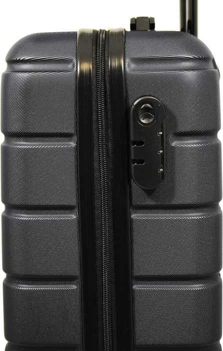 18" Lightweight Hard Shell Cabin Approved Suitcase, Easy Spinner 4 Wheels - Black